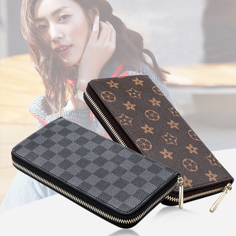 Ví Dài Nữ Cầm Tay Gd Và Hoa Và Caro Khóa Kéo V281B Sang Chảnh Cực Hot - Hazo