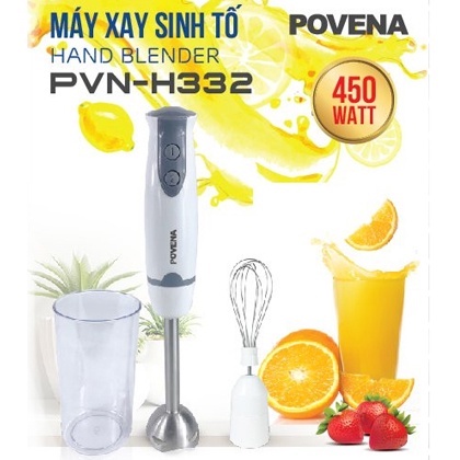 Máy xay cầm tay Povena PVN-H332 (3 trong 1) công suất 450W có đánh trứng - Hàng chính hãng BH 12 tháng