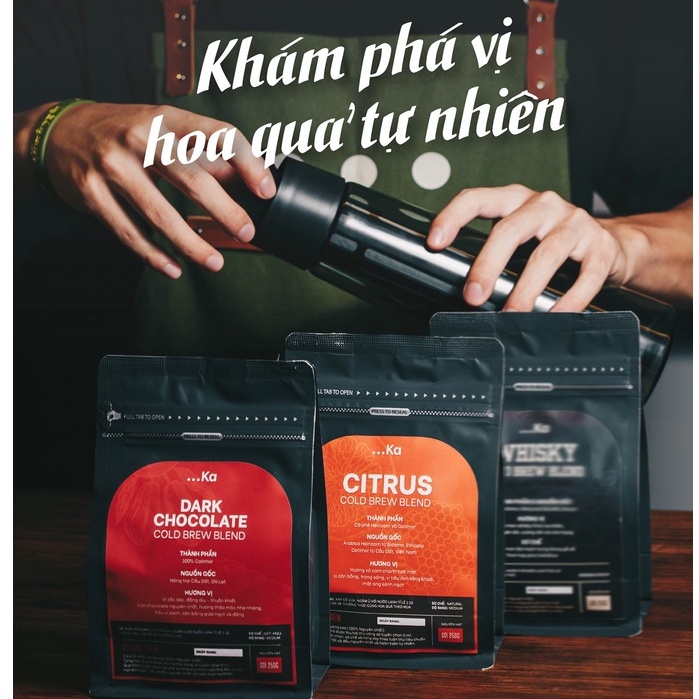 Cà phê rang xay nguyên chất CITRUS Pha Cold Brew, Cà phê Arabica Ethiopia hương cam chanh mật ong gói 250g - KaHomebrew