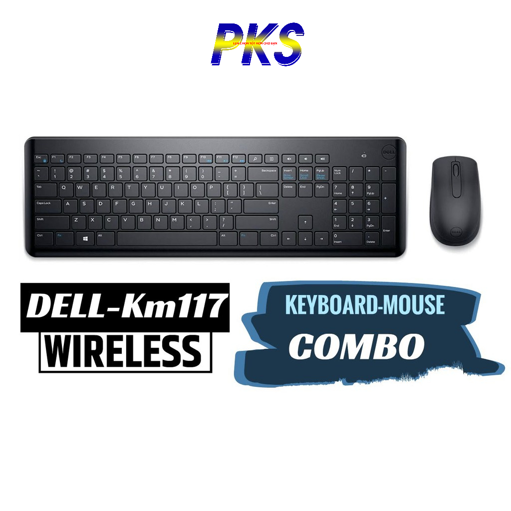 Bộ bàn phím và chuột không dây Dell KM117 chính hãng