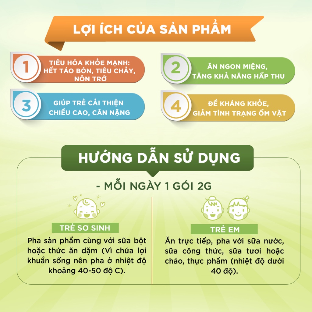 Mẫu thử men vi sinh Sysy Lotte Hàn Quốc, Date 10/2023, bổ sung lợi khuẩn hỗ trợ cho bé táo bón biếng ăn 20 gói 10x2g