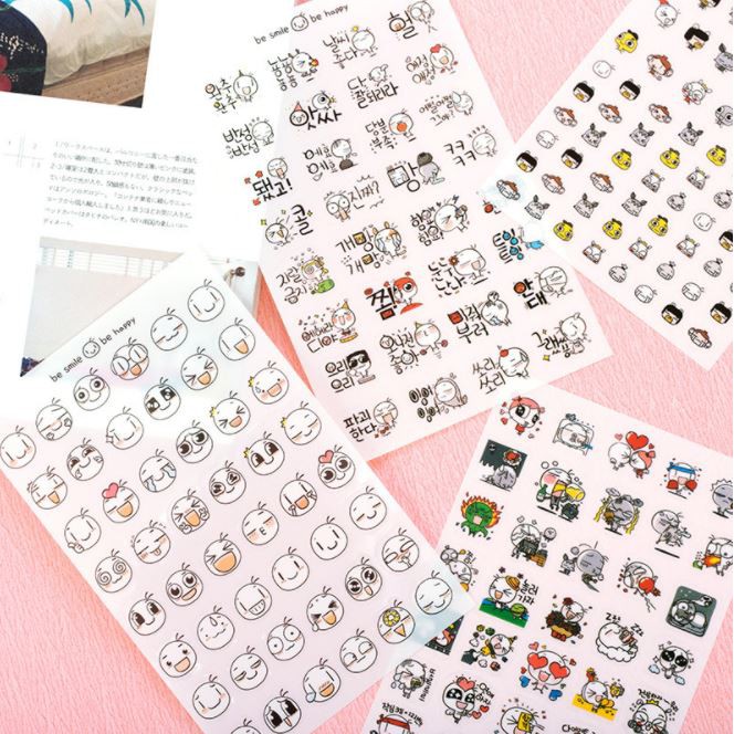 Sticker cute dán sổ, mỹ bảo hiểm, móng tay, laptop trong suốt không thấm nước tiện dụng