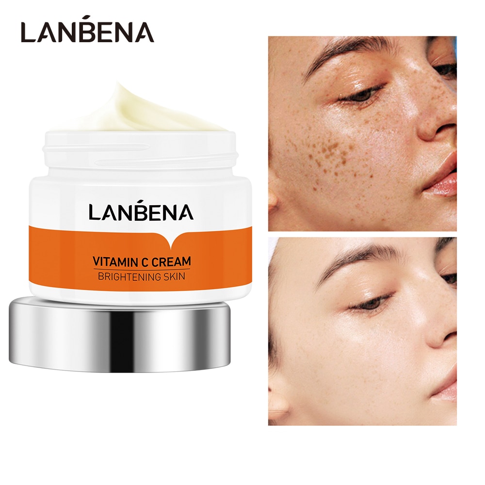 LANBENA Vitamin C Whitening Face Cream Remove Dark Spots Melanin Fade Freckles Repair Brightening Moisturizing Facial Cream 50g