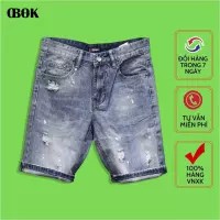 Quần short bò nam co giãn chất bò dễ phối đồ OBOKFASHION màu xanh nhạt rách cao cấp phong cách hàn quốc QJN301