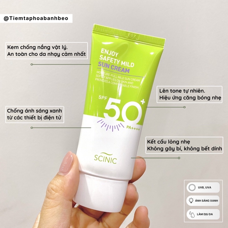 Kem chống nắng cho da nhạy cảm SCINIC Enjoy Safety Mild Sun Cream SPF50+ PA++++ 50ml