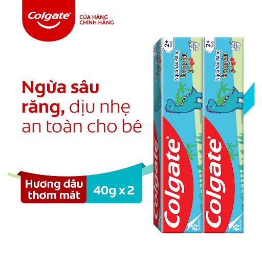 Bộ 2 kem đánh răng trẻ em khủng long hương dâu Colgate 40g