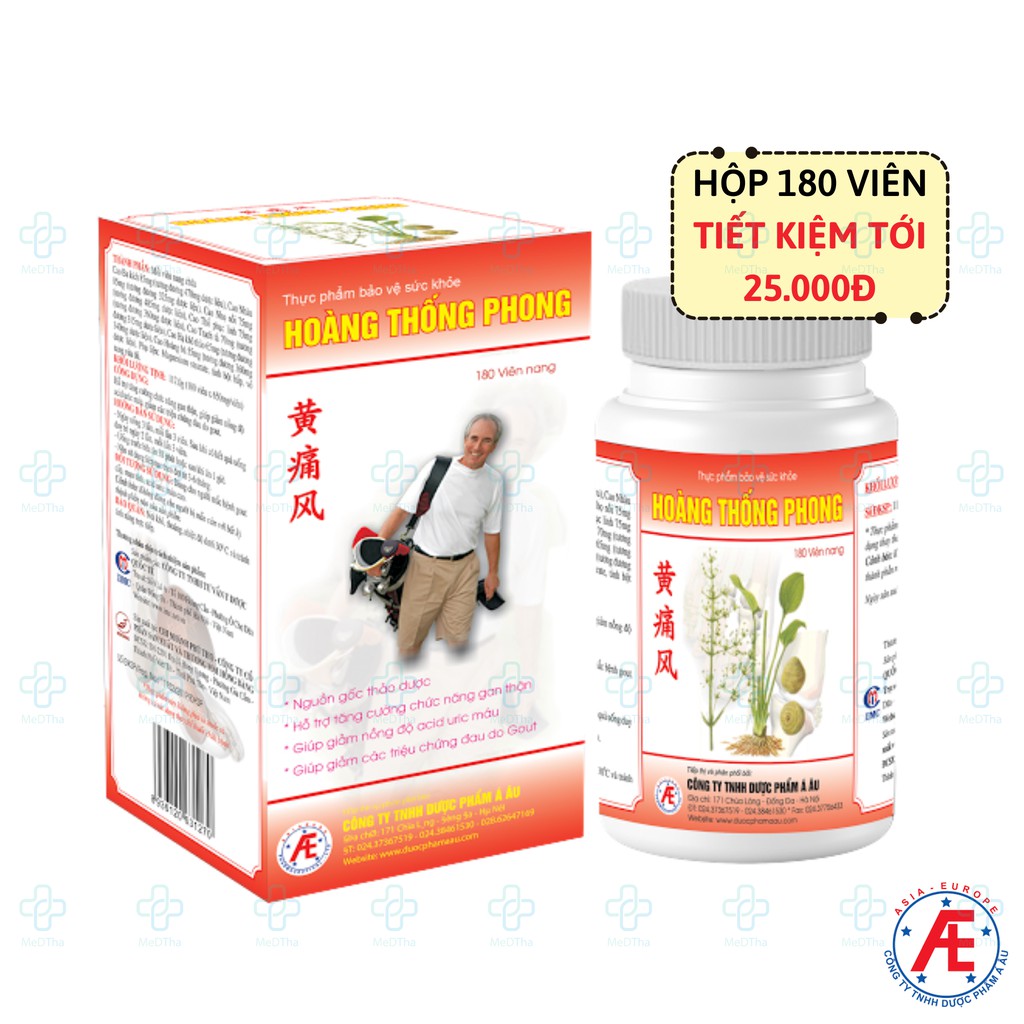 Hoàng Thống Phong - Hỗ trợ giảm các triệu chứng Đau do Gout, Tăng cường Chức năng Gan Thận (Hộp 180/360v) [Chính Hãng]