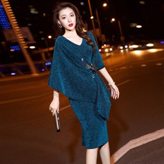 Váy đầm trung niên dự tiệc kim sa cao cấp, váy giấu bụng
