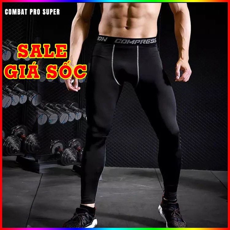 QUẦN GIỮ NHIỆT COMBAT PRO LEGGING TẬP GYM NAM DÀI MÀU ĐEN