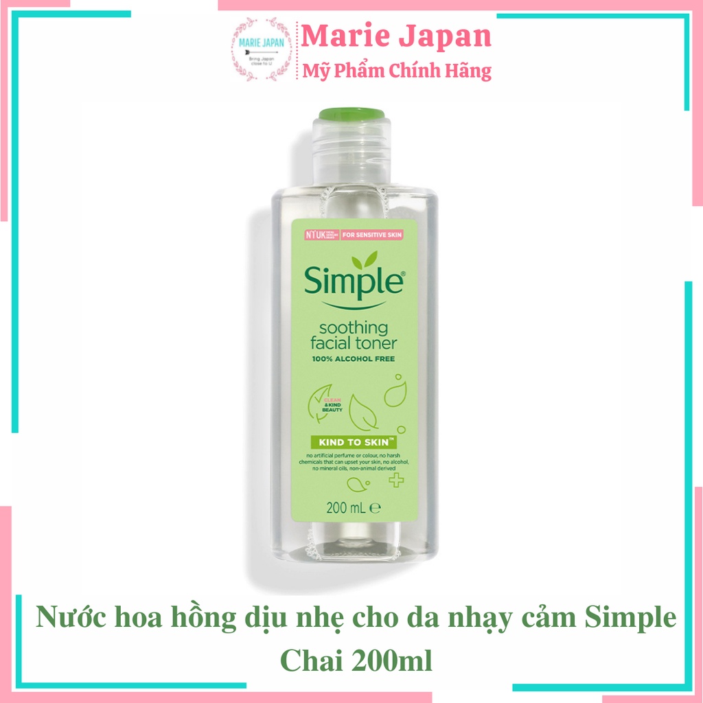 Nước Hoa Hồng Nhẹ Dịu Da Nhạy Cảm Simple Soothing Facial Toner 200ml