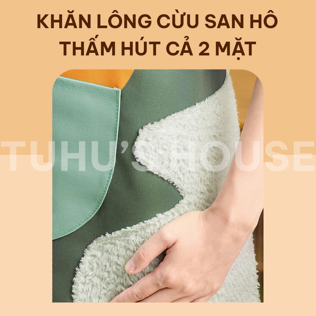Tạp dề nấu ăn vải canvas, tạp dề chống nước có túi, khăn lau tay - Tuhu's House