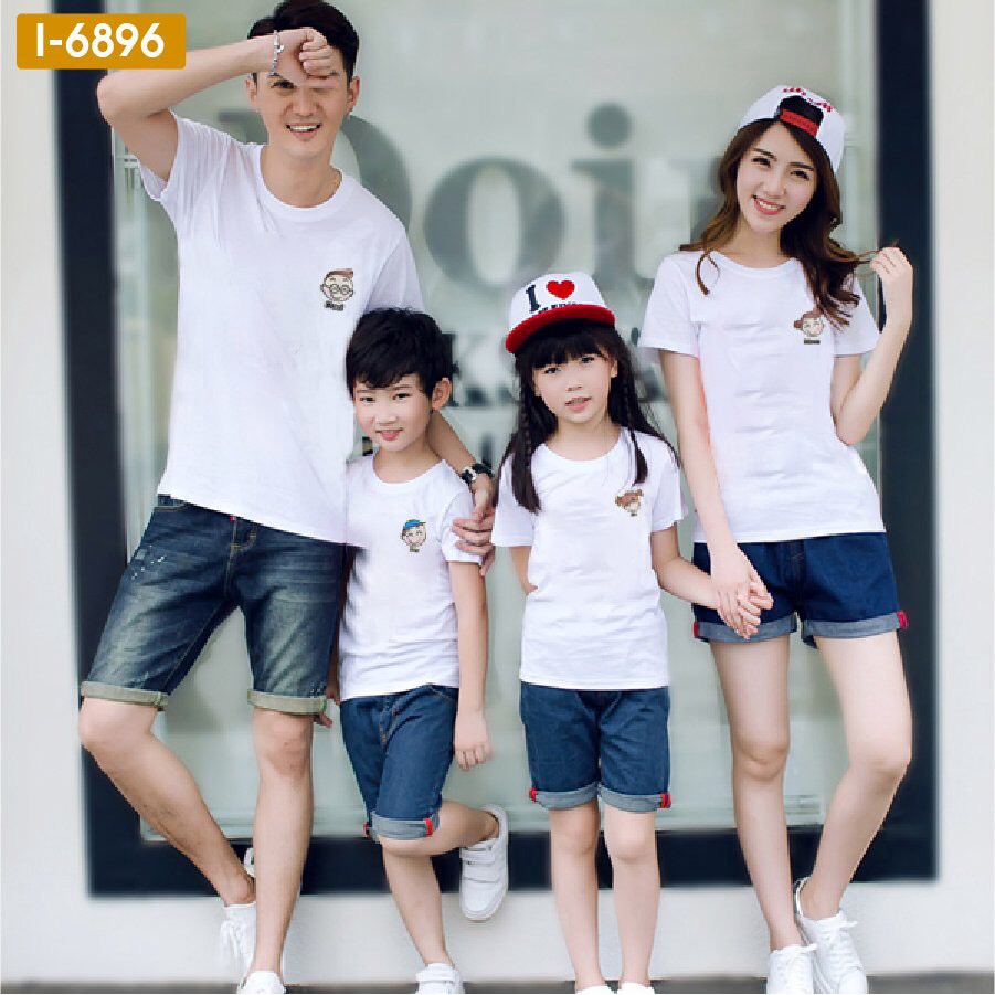 Áo Thun Gia Đình 4 Người In Logo Thành Viên Gia Đình