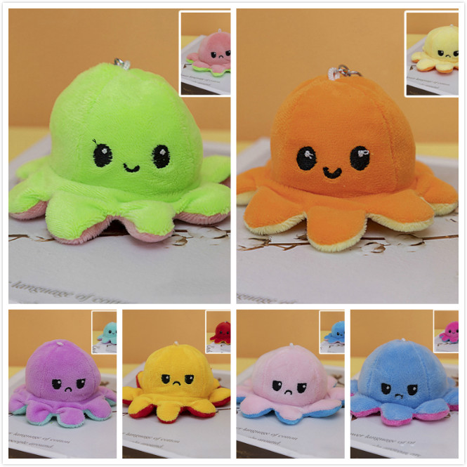 Móc khoá bạch tuộc nhồi bông lật hai mặt dễ thương Móc Khóa Hình Bạch Tuộc Đáng Yêu 10cm