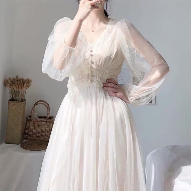 Váy trắng xinh🍓❤đầm công chúa, váy chụp kỉ yếu