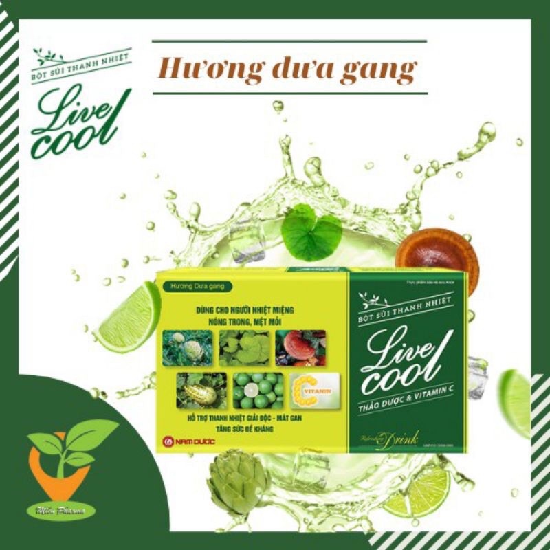 Bột sủi thanh nhiệt Live Cool giải độc, mát gan, dùng cho người nóng trong, mệt mỏi (hương dưa gang) livecool