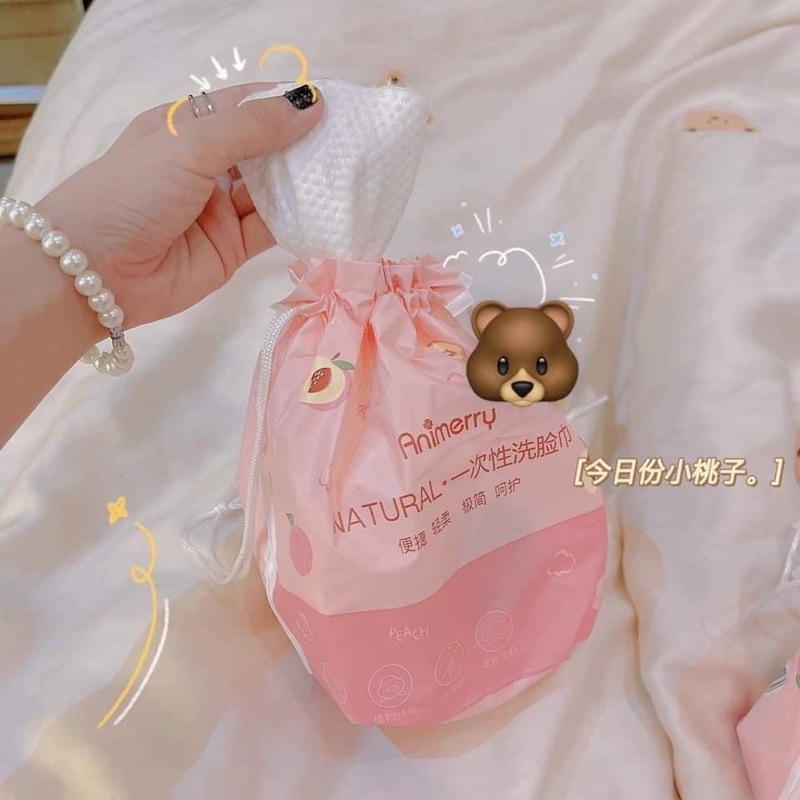 RẺ NHẤT SHOPEE Khăn Lau Mặt Khô ANIMERRY COTTON Cao Cấp Bịch Cuộn Khăn Tẩy Trang Túi Rút Khăn Đào Nội Địa Trung