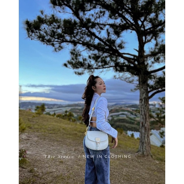 TBS | áo sơ mi buộc ngực - quần jeans gập gấu