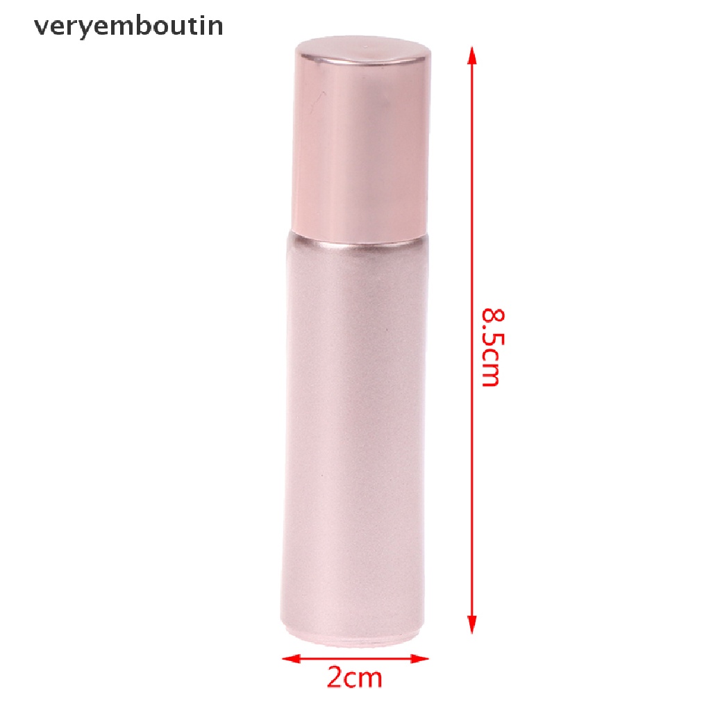 [Hàng mới về] Chai thủy tinh rỗng đựng tinh dầu thơm dạng lăn màu hồng 10ml