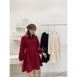 Váy dạ tweed xoè chiết eo CICISTUDIO