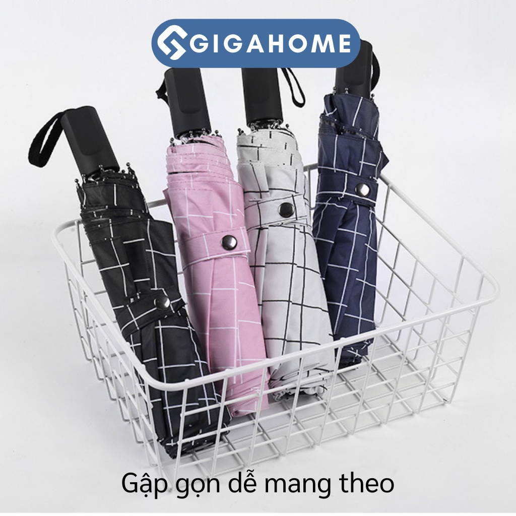 Dù Đi Mưa Gấp Gọn Mini GIGAHOME Chống Tia UV, Chống Thấm Nước Họa Tiết Caro 9437
