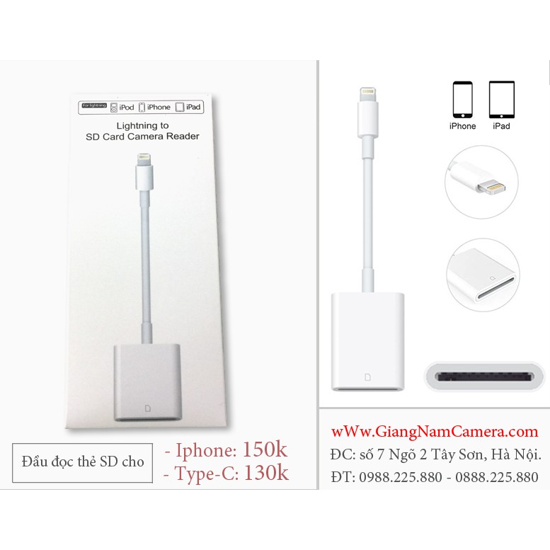 Đầu Đọc Thẻ OTG SD / MicroSD Cho IPhone, IPad, Samsung . | BigBuy360 - bigbuy360.vn