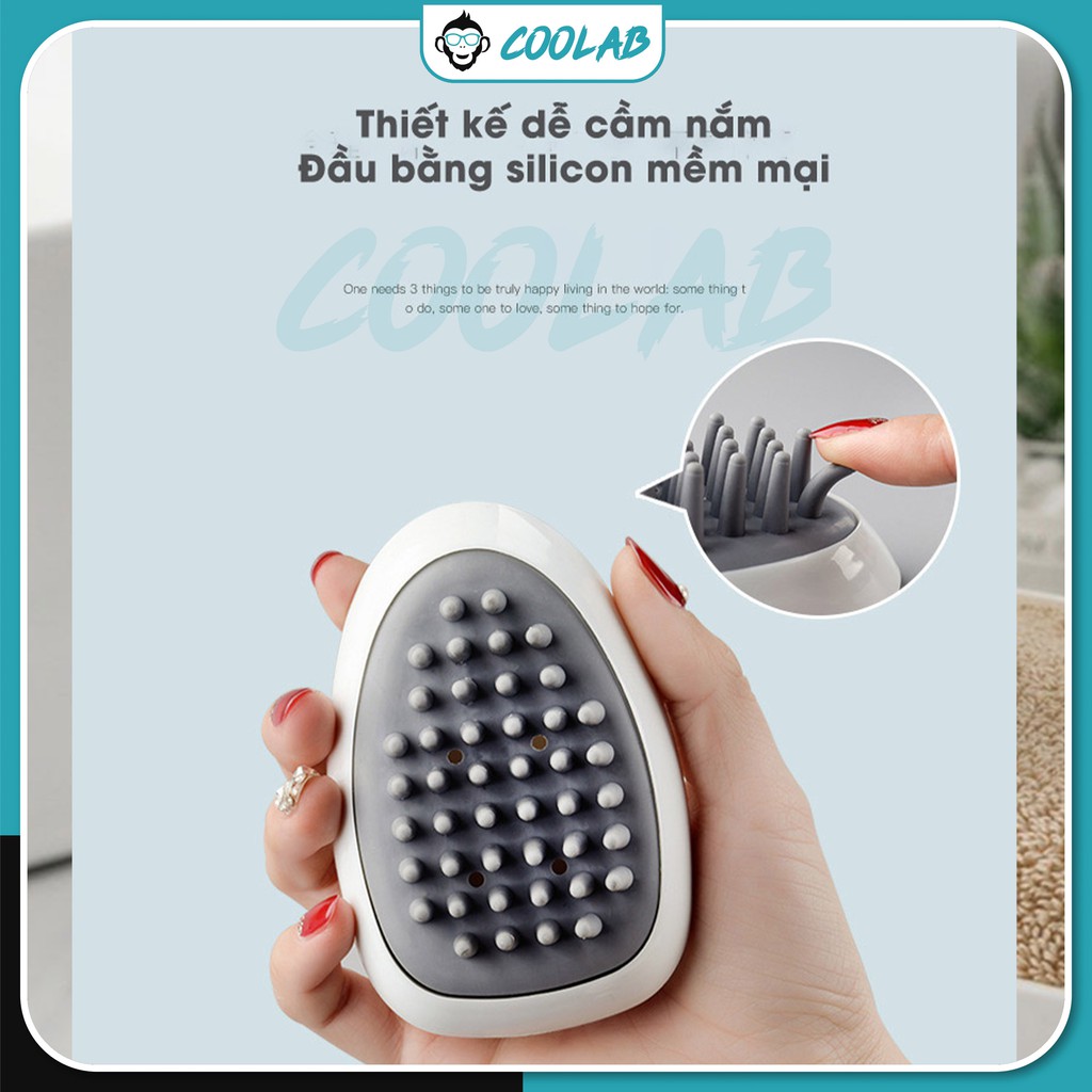 Lược gội đầu massage, lược tẩy da chết da đầu, tắm vệ sinh cơ thể 2 trong 1 silicon mềm cao cấp COOLAB