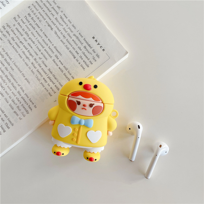 Cute Cartoon Animal Zoo Tiger Lion Bear Pig Rabbit AirPods Pro Case Anti-drop Silicone Protective Cover with Carabiner