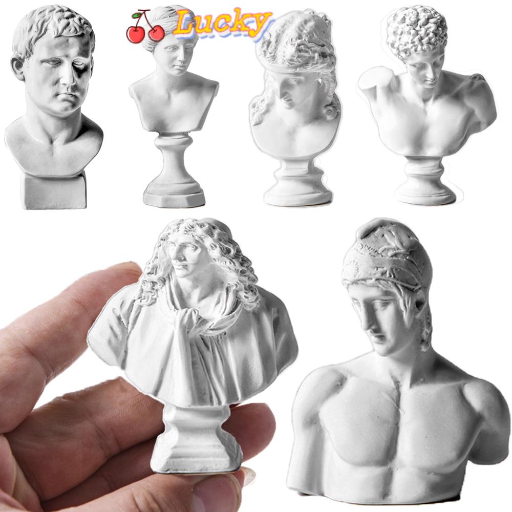 LUCKY Miniature Plaster Bust Statue Crafts Greek Mythology Figurine Gypsum Portraits Home Decor Desktop Ornament Drawing Practice Nordic Style Famous Sculpture