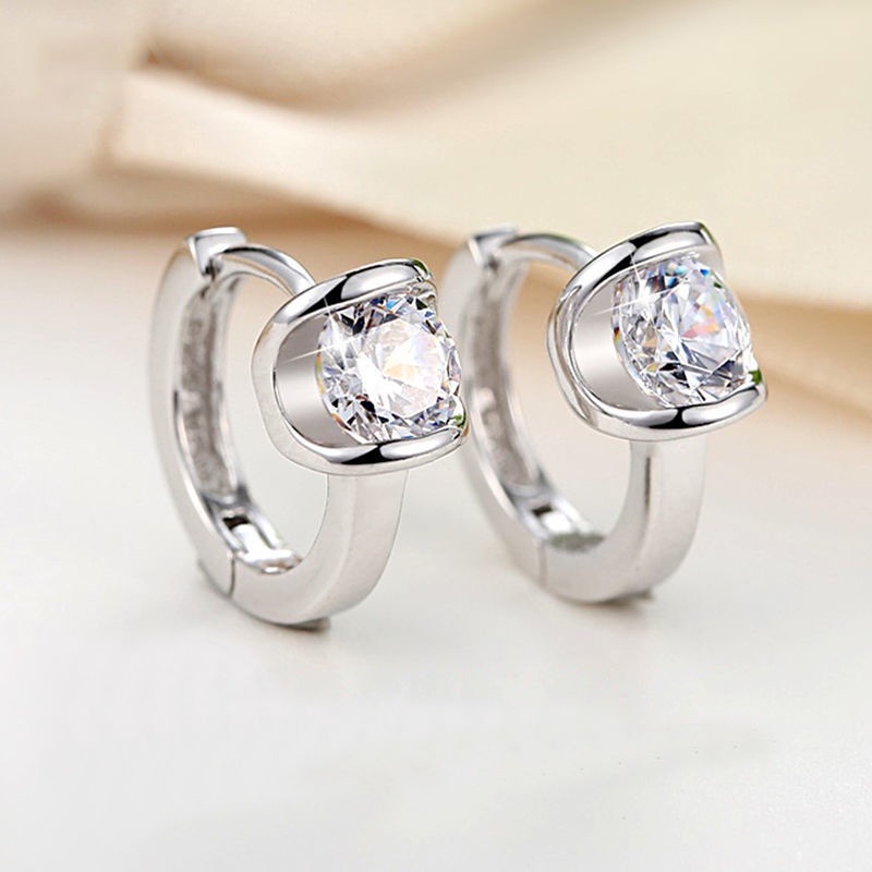 Bông Tai Mạ Bạc 925 Đính Đá Zircon Siêu Sáng Bóng