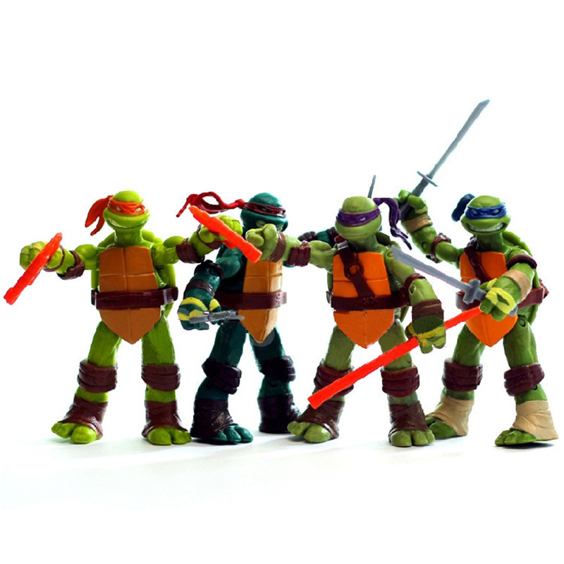 Set 4 Mô Hình Nhân Vật Ninja Rùa Kích Thước 12cm