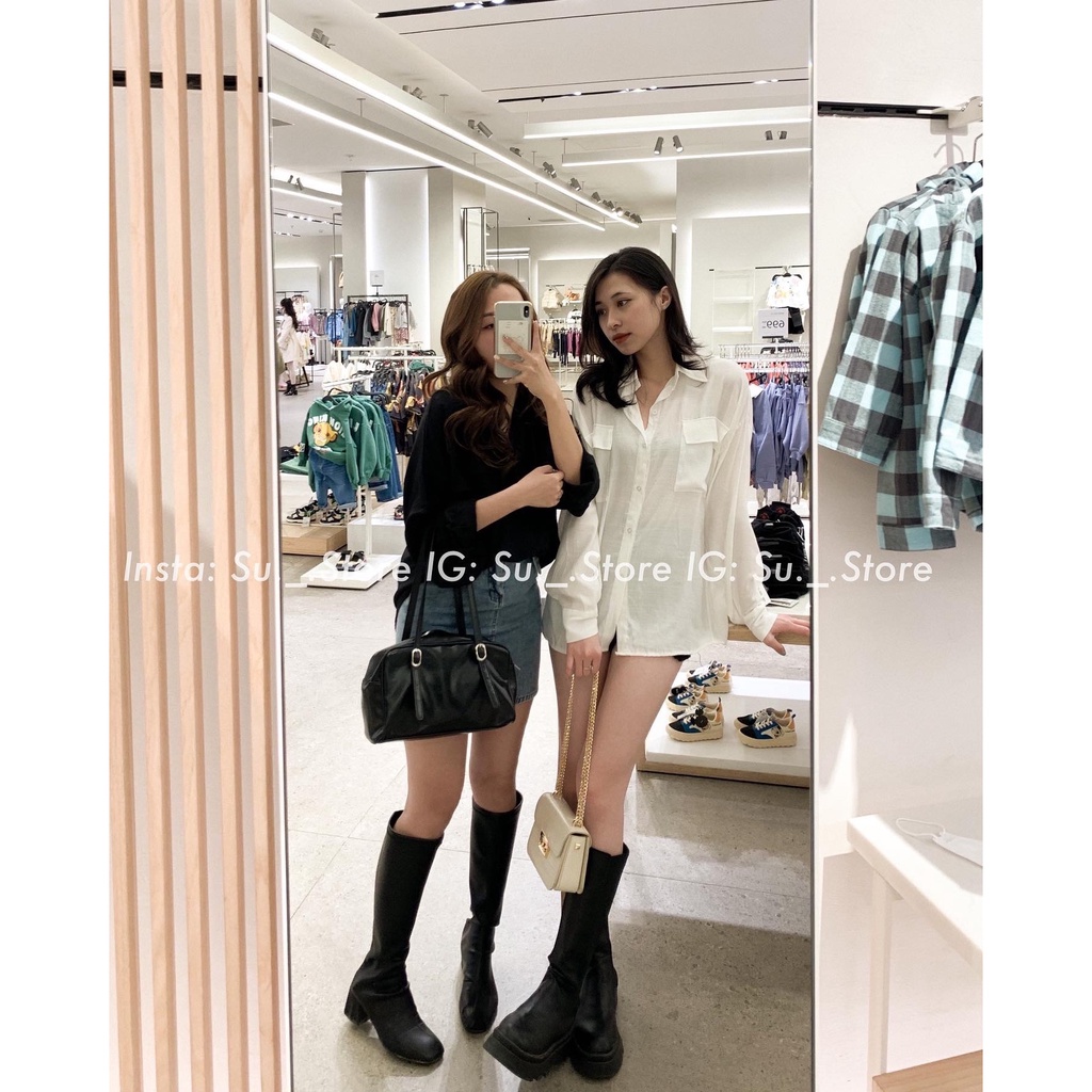 Áo sơ mi trơn lụa 2 túi vuông trước A2208 SUSTORE
