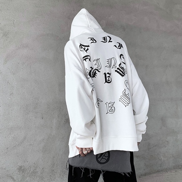 Áo hoodie dáng rộng in họa tiết chữ cái phong cách Hàn Quốc thời trang cá tính