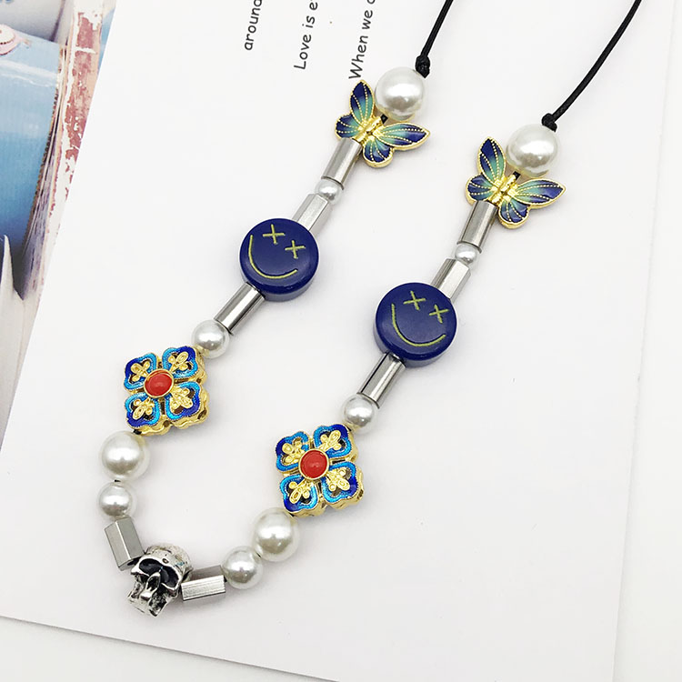Dây Chuyền Ngọc Trai Mặt Bướm Mặt Cười Phong Cách Hip Hop Unisex 22867