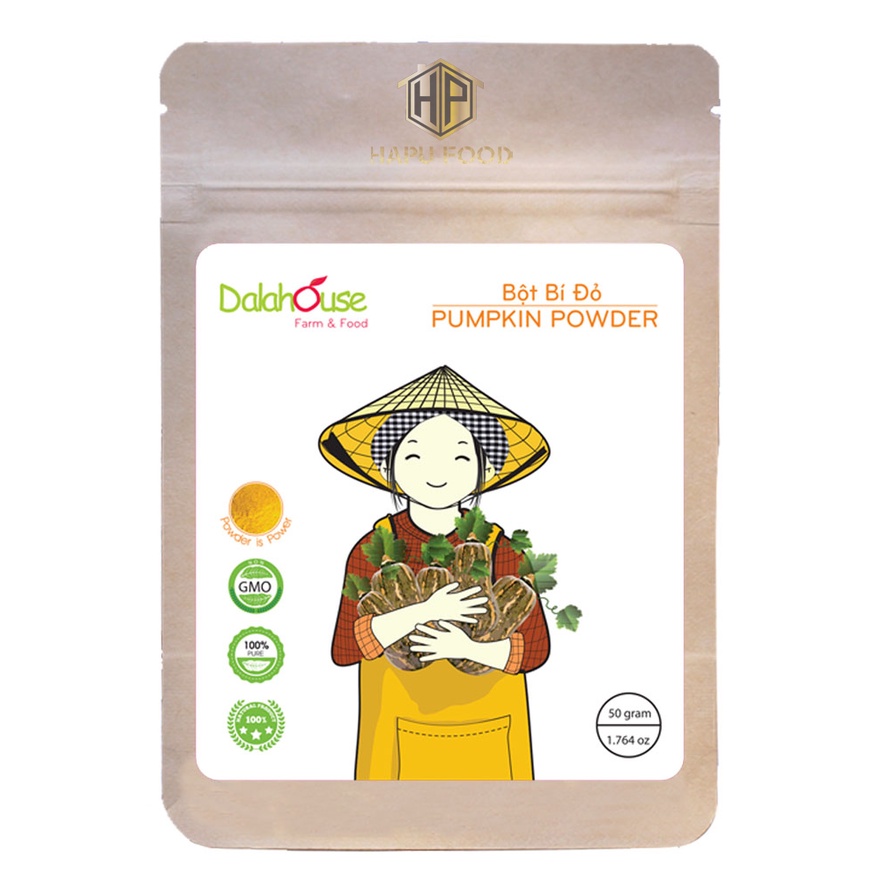 Bột bí đỏ Dalahouse nguyên liệu làm bánh &amp; tạo màu nguyên chất 50gr - Bolyfood