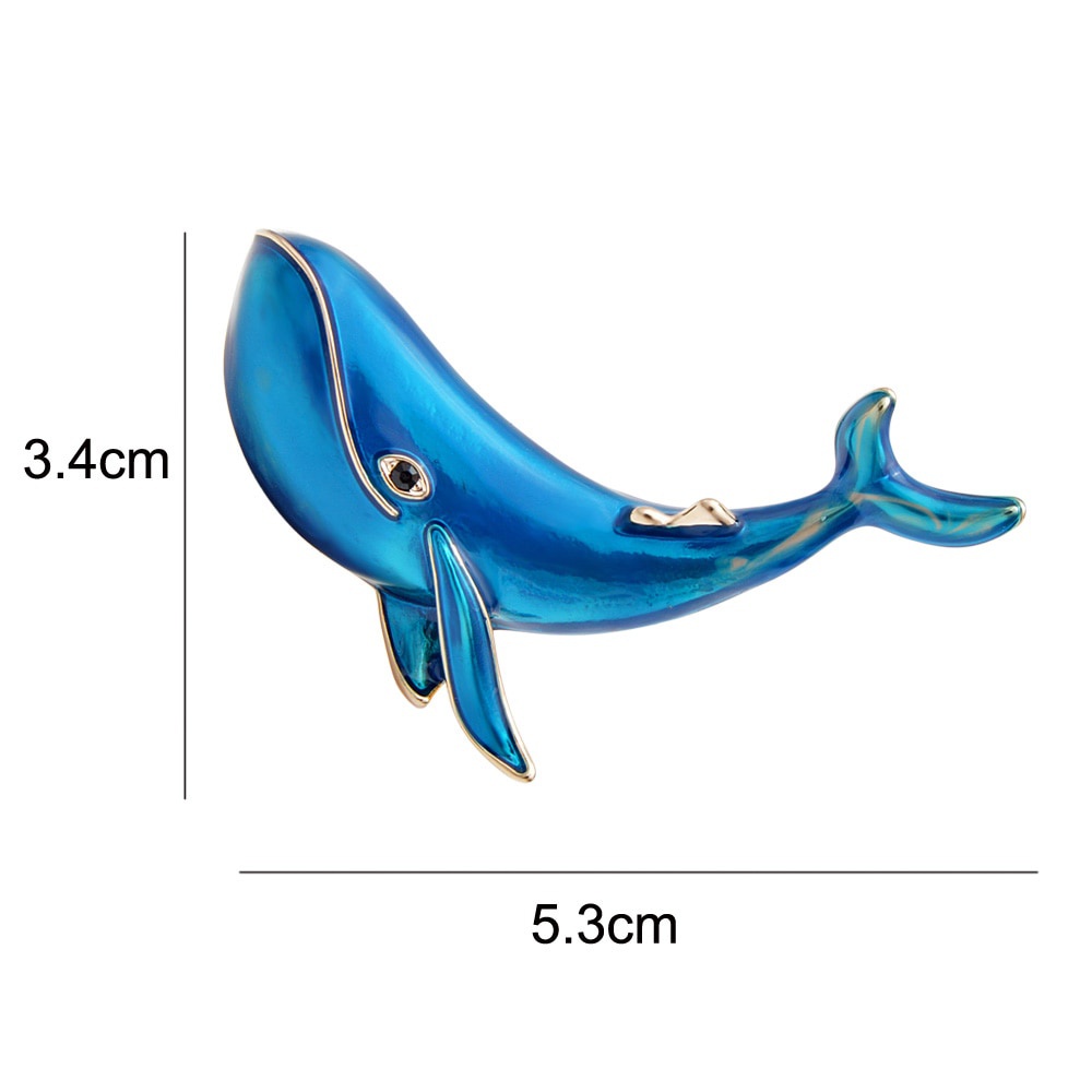 Ghim cài áo hình cá voi xanh dương thời trang