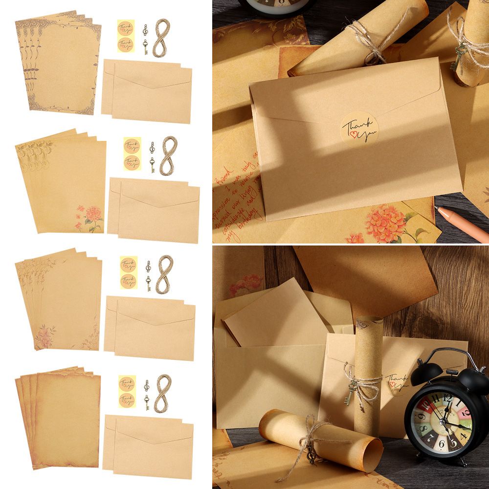 Lanfy Bộ Bìa Thư Phong Cách Vintage Bằng Giấy Kraft In Chữ Viết Tay Dùng Làm Thiệp Valentine/Sinh Nhật