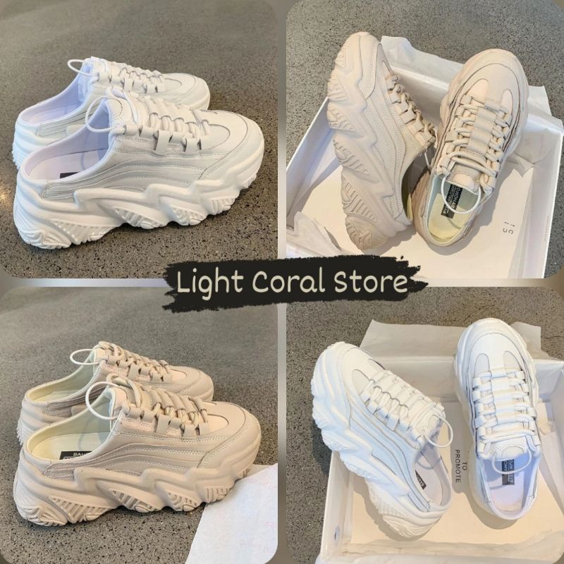 (Order) Giày sneaker không gót màu trơn casual đế bánh mì tăng chiều cao kiểu giảm lực đi nhẹ thời trang fashion