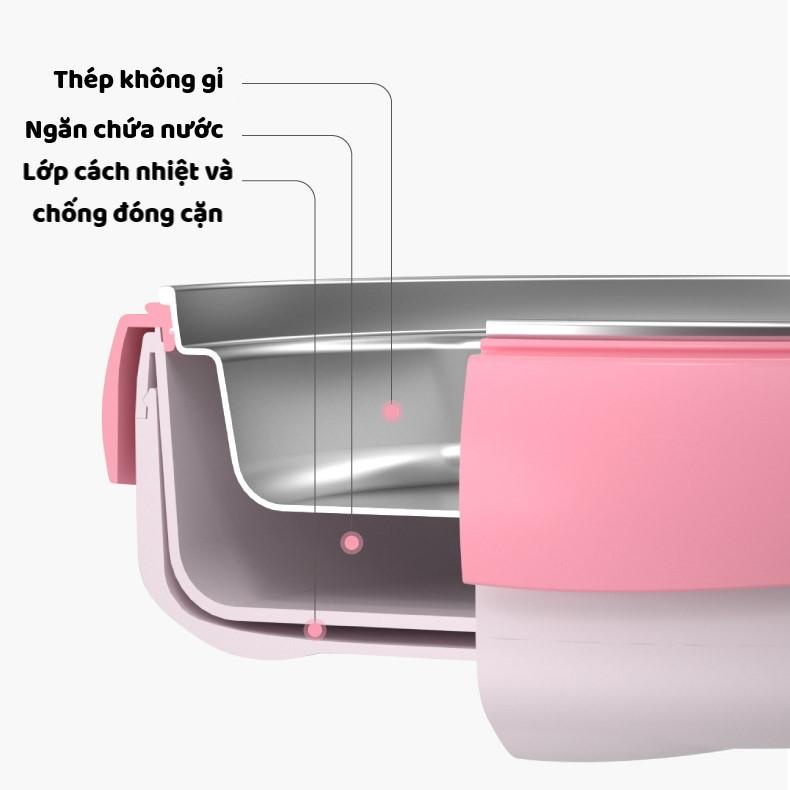 Bát Ăn Dặm 3 Ngăn Goryeo Baby Giữ Nhiệt, Có Nắp, Inox 316 Thép Không Gỉ, Có Đế Chống Trượt - Timikid
