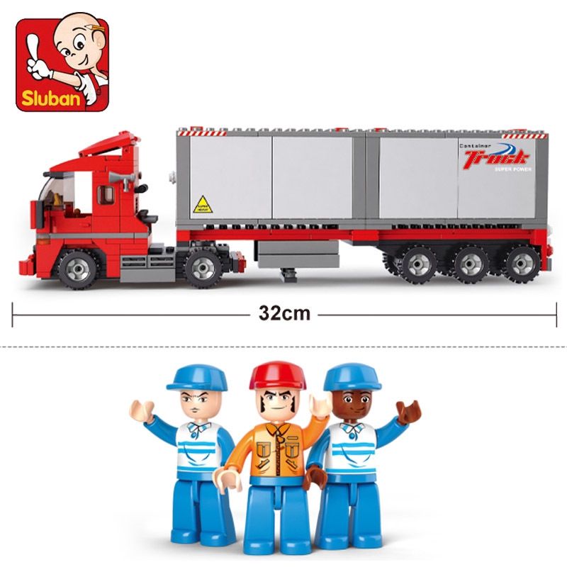 Bộ đồ chơi lắp ghép mô hình xe tải vận chuyển hai thùng 0338 chân thật 345 mảnh