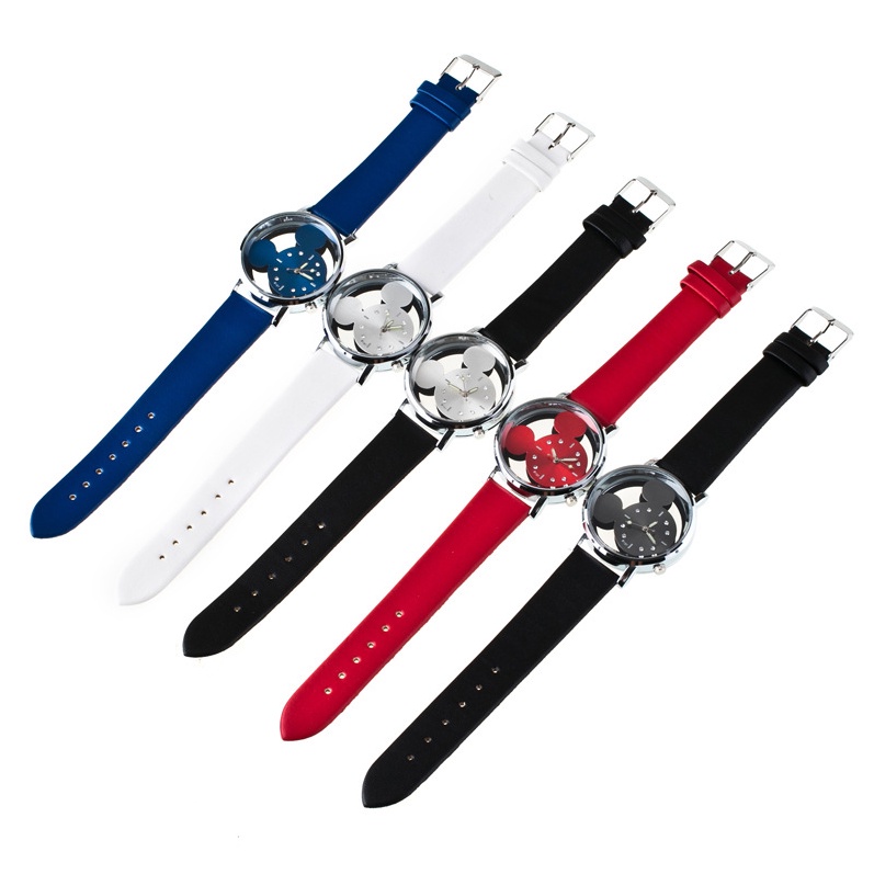 LWCC 147 Đồng hồ đeo tay mặt hình chuột hoạt hình đáng yêu dành cho trẻ em