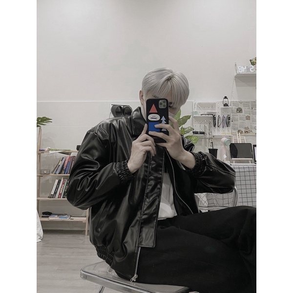 ÁO KHOÁC BOMBER FULL DA TRƠN 2 LỚP FORM UNISEX NAM NỮ