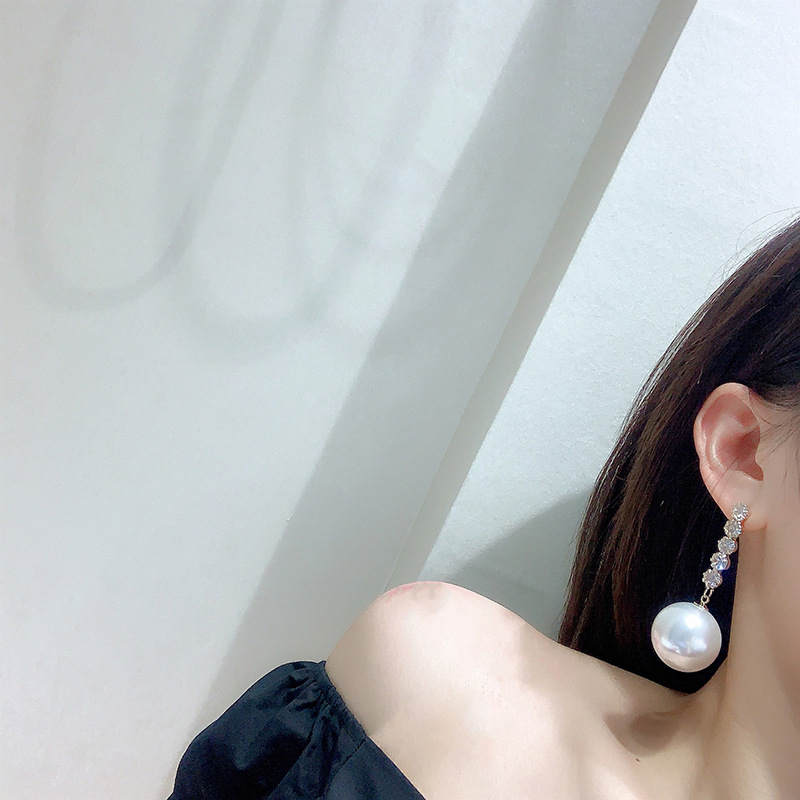 ✨Chuông BELLA✨Bông Tai Mạ Bạc 925 Đính Ngọc Trai Thời Trang Hàn Quốc