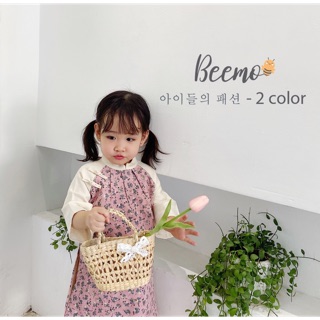 Set áo dài nhung tăm hoa nhí bé gái