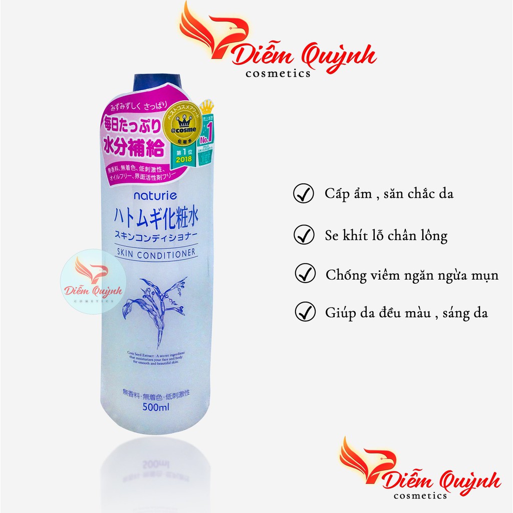 Nước hoa hồng ý dĩ Naturie Hatomugi Nhật 500ml