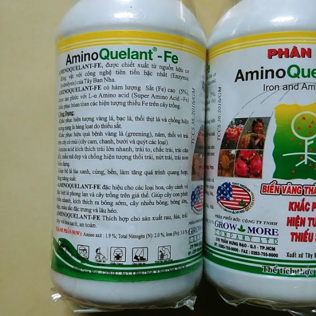 Amino Fe  làm xanh lá, đẹp hoa 100ml