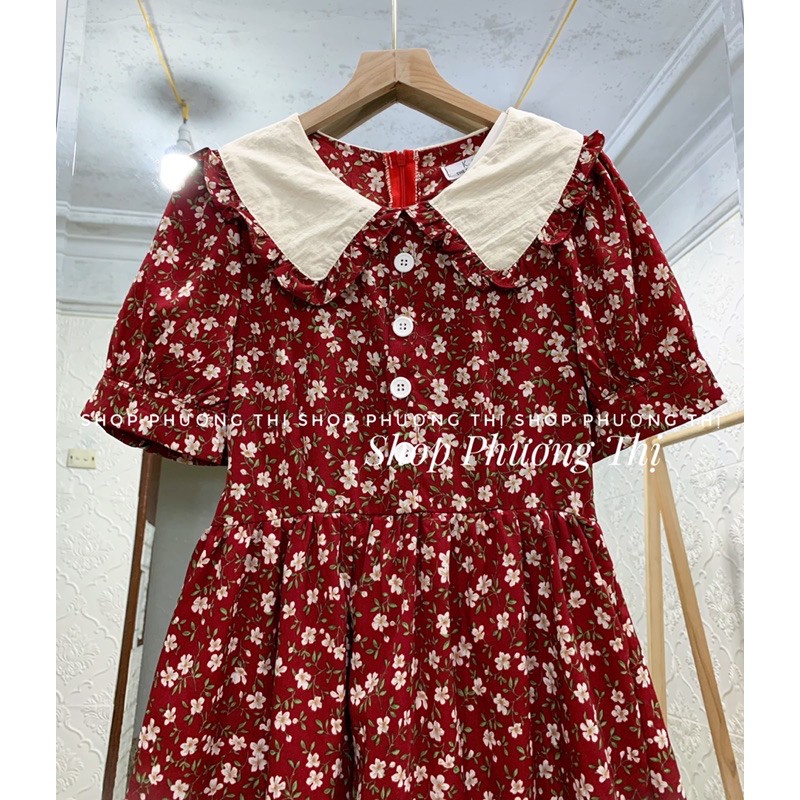 Váy hoa nhí pha cổ bèo sang chảnh - Đầm hoa vintage tiểu thư (hình thật/sẵn) | BigBuy360 - bigbuy360.vn