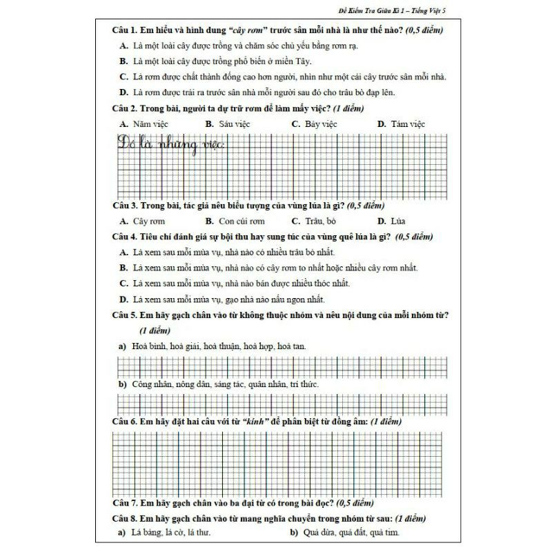 Sách - Đề Kiểm Tra Toán Và Tiếng Việt Lớp 5 - Học Kì 1