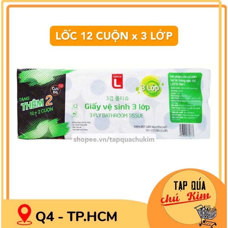 Giấy vệ sinh cực đã CHOICE L 12 cuộn x 3 lớp (10 cuộn tặng thêm 2 cuộn) - tapquachukim