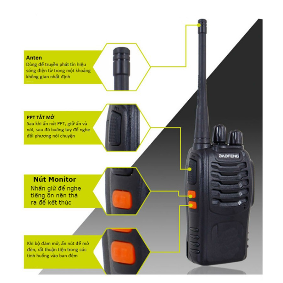 1 CẶP 2 BỘ ĐÀM BAOFENG 8886 / BF800S 16 kênh