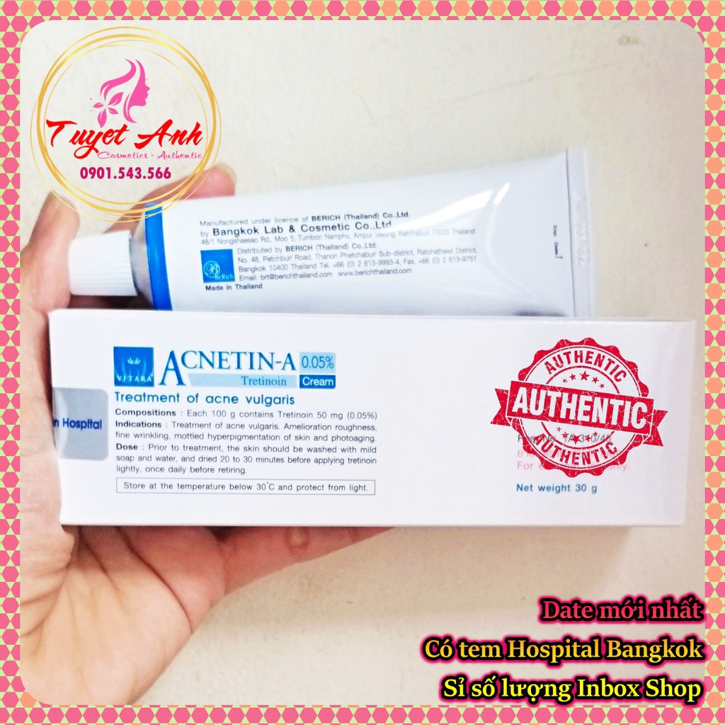 [Auth-Date mới] Tretinoin 0.5%, 0.025% - Acnetin A mẫu mới của Retin A - Kem hỗ trợ giảm mụn | BigBuy360 - bigbuy360.vn